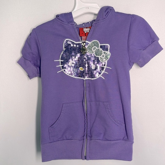 ๐3/$15 Hello Kitty Purple Zipper Short Sleeve Hoodie - Picture 1 of 7